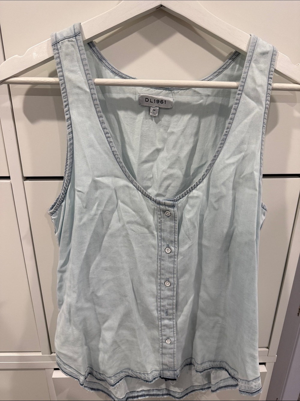 DL1961 Light Wash Denim Button-Front Tank Top